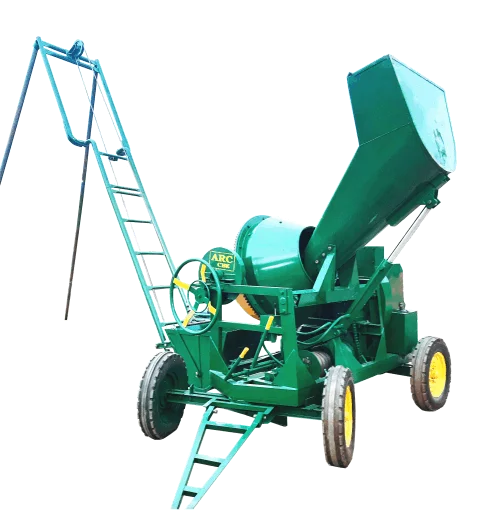 concrete mixer with hopper and lift