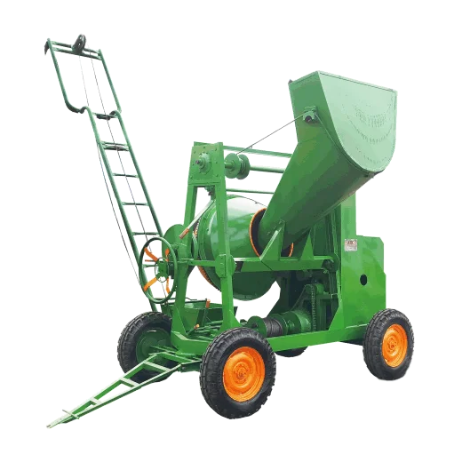 concrete mixer with lift rope hopper